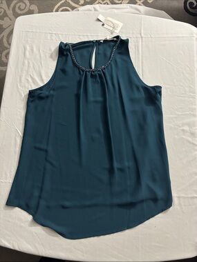 Violet & Claire Teal Beaded Neck Sleeveless Camisole